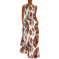 Robe longue maxi d'été pour femme, sans manches, à bretelles, avec motif chien épagneul breton.